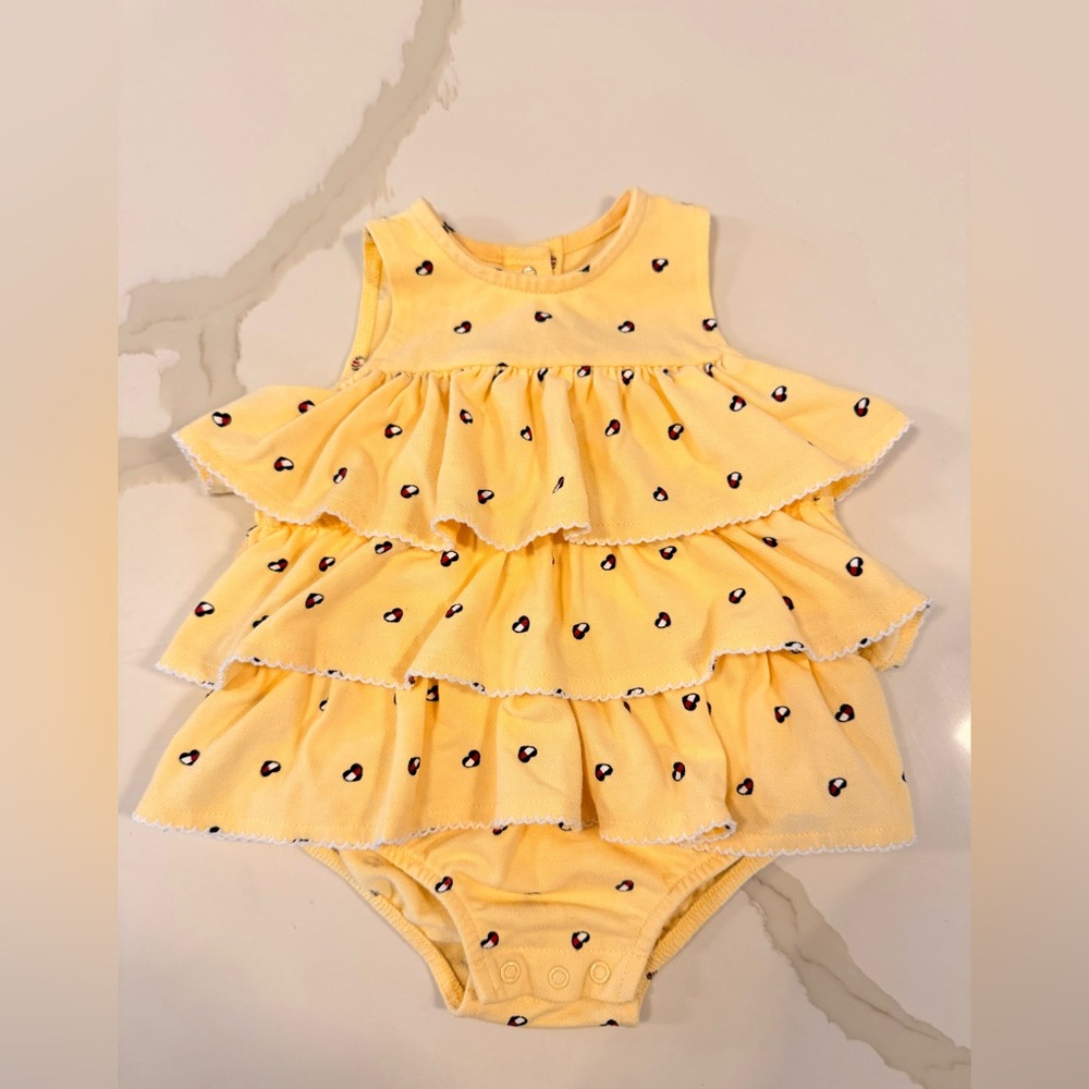 Tommy Hilfiger Baby Yellow Ruffle Romper Dress 12M